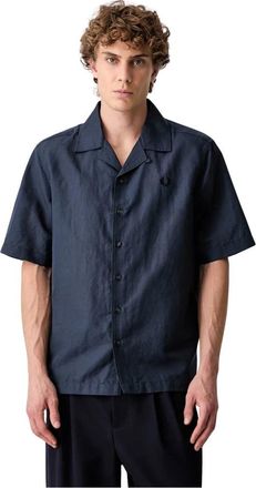 Fred Perry Short Sleeve Shirts - Heren - Korte mouwen Overhemden - Blauw - XL - Overhemden