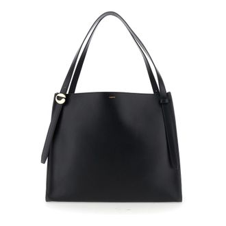 Coperni Black Shoulder Bag With Logo Detail And Logo Lettering On The Front In Leather