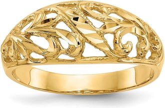 Diamond2Deal 14k Yellow Gold Paisley Diamond-cut Design Dome Ring