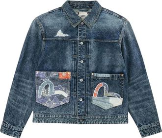 Evisu Giacca di jeans Boro Seagull Patch Pocket - - Jackets - Uomo - Blu - XL