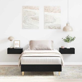 vidaXL Bed Frame Black oak 90 x 200 cm Engineered wood Vidaxl