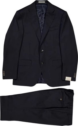 Corneliani Gevoerd Wollen Kostuum - Heren - Business pakken - Blauw - M - Wol - Kostuums