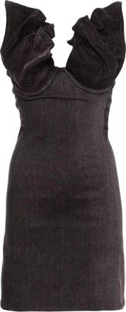 Y / Project Vestido Cors&eacute; de Mezclilla con Volantes - Dresses - Mujer - Negro - S
