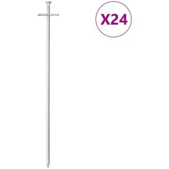 vidaXL Vidaxl Estacas Para Tienda 24 Pcs 29,5 Cm &Oslash;6 Mm Acero Galvanizado