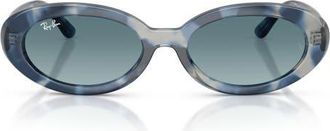 Ray-Ban 54mm Gradient Oval Sunglasses in Opal Blue Havana /Blue Grey at Nordstrom