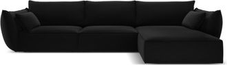 BLOOMINGLOFT 4-Sitzer Design Ecksofa Vanda mit Eckteil rechts - Samtbezug