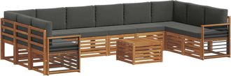 vidaXL Conjunto De Sof&aacute;s De Exterior 11 Uds. Natural Y Antracita Vidaxl