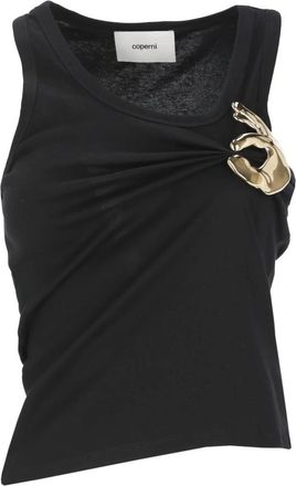 Coperni Tops, Dames, Zwart, XS, Katoen, Emoji Metal-Embellished Katoenen Tanktop