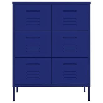 Berkfield Home Sturdy Drawer Cabinet Navy Blue 80x35x101.5 cm Steel