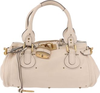 Chlo&eacute; Paddington Lock Leather Beige Leather Handbag (Pre-Owned)