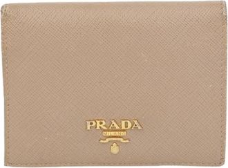 Prada Pre-owned Wallets, female, Beige, Size: ONE SIZE Pre-owned Metal Logo Wallet