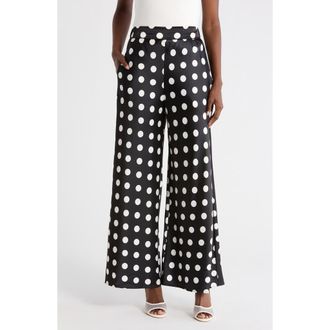 Renee C Polka Dot Wide Leg Pants in Black at Nordstrom Rack, Size X-Large