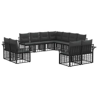 vidaXL Conjunto De Sof&aacute;s De Exterior 11 Pcs Negro Y Gris Oscuro Vidaxl