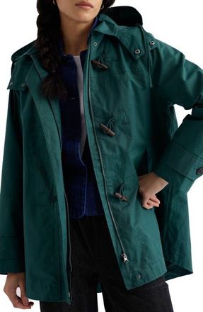 Seasalt Cornwall Sea Drift Waterproof Hooded Linen & Cotton Rain Coat in Dark Wreckage at Nordstrom, Size 14 Us