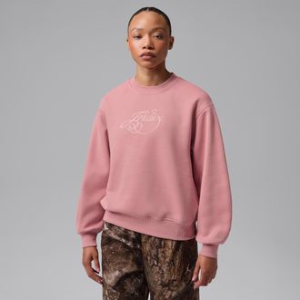 Nike Jordan Womens Jordan Brooklyn Fleece Fireside Crew-Neck Sweatshirt in Pink | IM7256-685