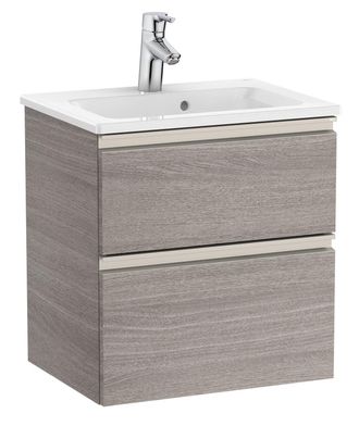 Roca Roca - Pack Unik Mueble Base Compacto De 2 Cajones + Lavabo The Gap Color: Roble City Texturizado - Medidas: 505x380x537 Mm