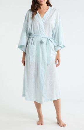 Nordstrom Peached Cotton Lawn Robe in Blue- Ivory Woodblock Fleur at Nordstrom, Size X-Small
