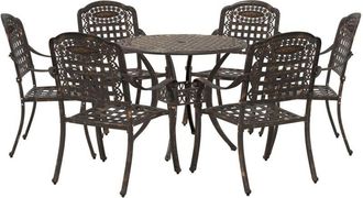 vidaXL Garden Dining Set 7 pcs Bronze 90 x 90 x 75 cm Cast Aluminium vidaXL