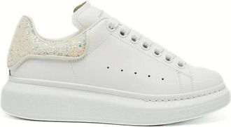 Alexander McQueen Alexander McQueen, Sneakers, female, White, Size: 5 US Iridescent Glitter White Oversized Sneakers