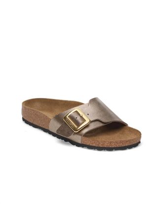 Birkenstock Womens Catalina Luxe Buckle Slides In Graceful Taupe