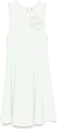 Elisabetta Franchi Abito corto in crêpe con applicazione a fiori - Verde