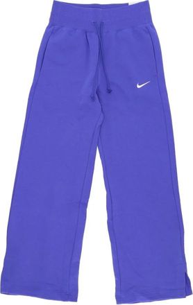 Nike Wijde Fleecebroek - Dames - Trainingsbroeken - Blauw - L - Katoen - Fitness