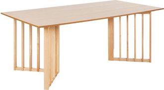 Beliani Beliani - Mesa De Comedor De Dise&ntilde;o Moderno Base De Paneles 200 X 100 Cm Madera De Fresno Claro Leandra