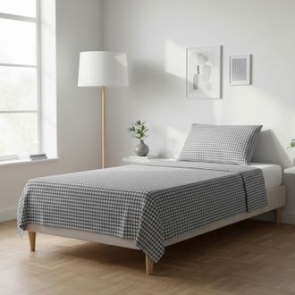 KASANOVA Parure letto singolo quadretti grigio Young