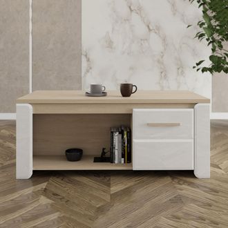 Dmora Mesa De Centro Niella, Con Patas, 2 Compartimentos, Forma Rectangular, 120x55x50h Cm Marr&oacute;n Roble