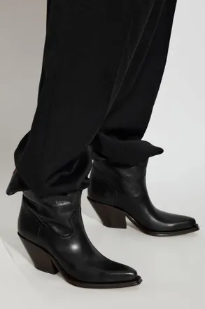 Chlo&eacute; Azelan Leather Cowboy Boots, Womens, Black