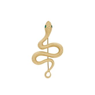 Fossil Womens Gold-Tone Stainless Steel Snake Pin Brooch