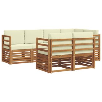 vidaXL Conjunto De Sof&aacute; Seccional Con Coj&iacute;n 7 Pcs Natural Y Crema Vidaxl
