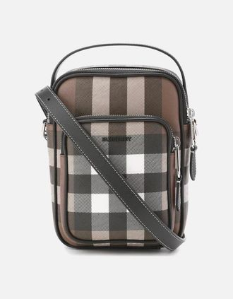 Burberry Womens Wyatt Check Canvas Crossbody Bag - Brown - Size: UNI