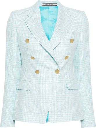 Tagliatore tweed double-breasted blazer - women - Cotton/Viscose/Acrylic/Nylon/Cupro - 44 - Blue