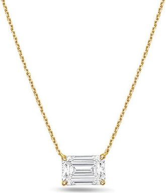 Diana M. Jewels 14kt 1ct Lab Grown East West, Diamond Solitaire Pendant, 4 prong, Emerald cut, DEF color, VS clarity, excellent cut, Chain: 16