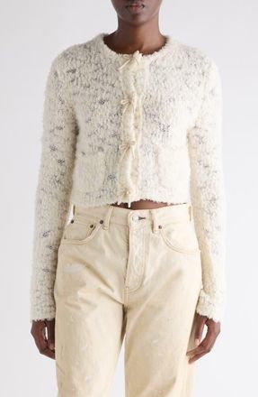 Acne Studios Kitsari Textured Wool Blend Cardigan in White at Nordstrom, Size Xx-Small