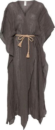 120% Lino 120% Lino, Kimonos, female, Brown, Size: ONE SIZE Long Linen Dress