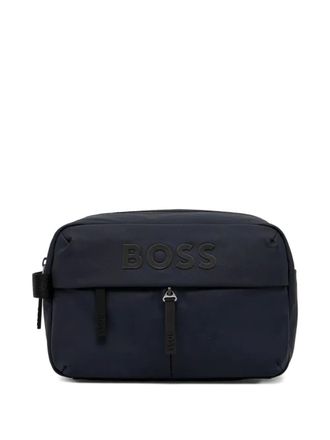 BOSS logo-embossed wash bag - Blue