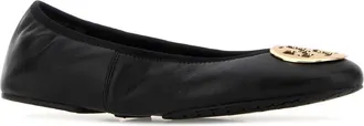 Tory Burch Womens Black Leather Ballerinas 013 Ballerine Flat Shoes