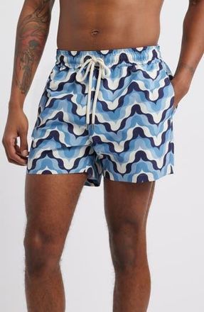 Frescobol Carioca Sport Deserto Print Swim Trunks in Dusk Denim Blue at Nordstrom Rack, Size X-Large