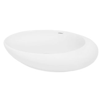 ECD Germany Lavabo sobre encimera ovalado lavamanos ceramica blanca ba&ntilde;o
