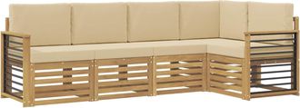 vidaXL Conjunto De Sof&aacute;s De Exterior 5 Uds. Y Beige Poli&eacute;ster Vidaxl