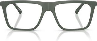 Emporio Armani 56mm Square Optical Glasses in Matte Green /Clear at Nordstrom