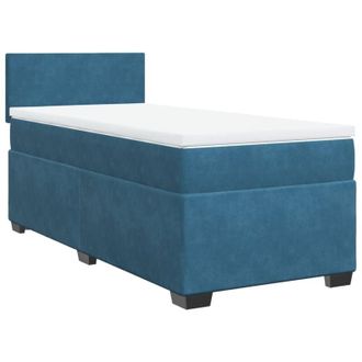 vidaXL Box Spring Bed with Mattress Dark Blue 90x190 cm Velvet Vidaxl
