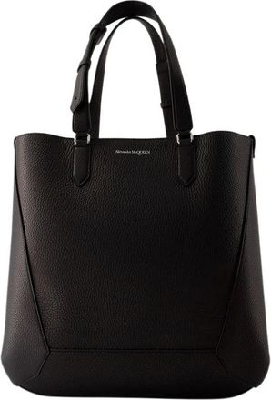 Alexander McQueen Zwarte Leren Medium Shopper Tas - The Edge - Heren - Handtassen - Zwart - ONE Size - Leer - Tassen