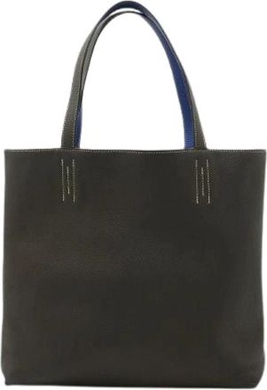 Herm&egrave;s Pre-owned Double Sens 36 Reversible Tote Bag - Dames - Vintage Shopper - Blauw - ONE Size - Leer - Vintage