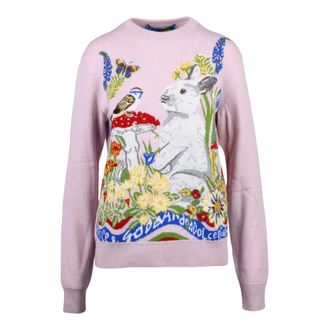 Dolce & Gabbana Truien & Vesten, Dames, Roze, S, Wol, Pullover met ronde hals