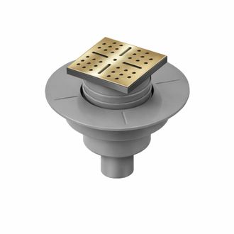 Aurlane Desag&uuml;e Vertical Para Plato De Ducha Rainy - Rejilla Inox Dorada