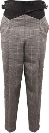 Twinset Wollen Geruite Broek - Dames - Slim Fit Broeken - Zwart - S - Wol - Broeken