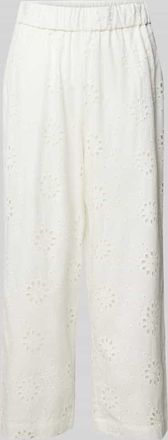 Christian Berg Wide Leg Stoffhose mit Lochstickerei in Ecru, Größe 34